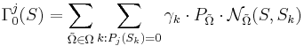 \Gamma_0^j (S) = \sum_{\tilde \Omega \in \Omega} \sum_{k : P_j(S_k) = 0} \gamma_k \cdot P_{\tilde \Omega} \cdot \mathcal{N}_{\tilde \Omega}(S, S_k)