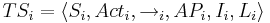 TS_i = \langle S_i, Act_i, \rightarrow_i, AP_i, I_i, L_i \rangle